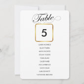 Numéro de table Mariage simple Or et tableau de si (Dos)