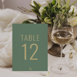 Numéro De Table Mariage simple, vert et or