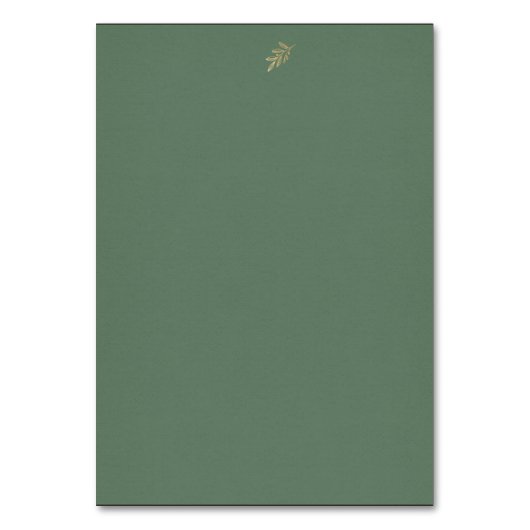 Numéro De Table Mariage simple, vert et or (Dos)