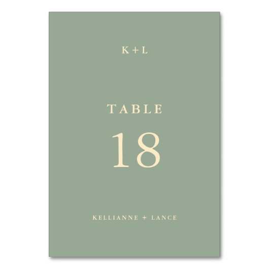 Numéro De Table Mariage Simple Vert Sauge Moderne (Par défaut)
