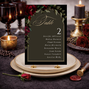 Numéro De Table Mariage sobre gothique rouge vert rouge floral