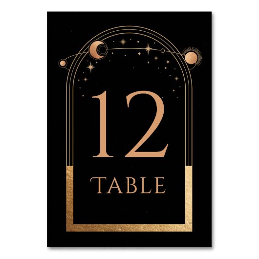 Numéro De Table Mariage Soleil Lunaire Or Noir Céleste (Par défaut)