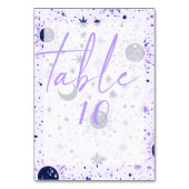 Numéro De Table Mariage Soleil Lune Étoiles Noir et Violet (Dos)