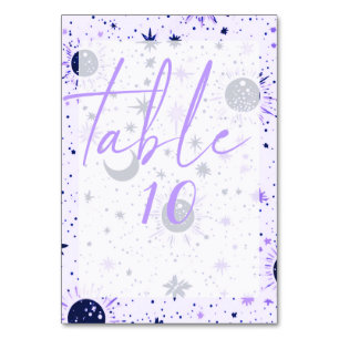 Numéro De Table Mariage Soleil Lune Étoiles Noir et Violet