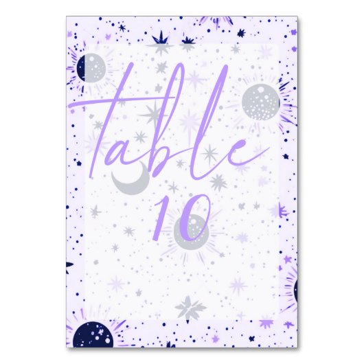 Numéro De Table Mariage Soleil Lune Étoiles Noir et Violet (Par défaut)