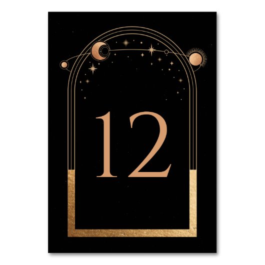 Numéro De Table Mariage Soleil Lune Noir Céleste (Par défaut)