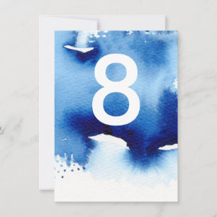 NUMÉRO DE TABLE mariage style aquarelle bleu marin
