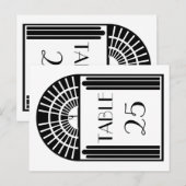 Numéro de table mariage Style Art Déco noir et bla (Devant / Derrière)