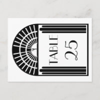 Numéro de table mariage Style Art Déco noir et bla
