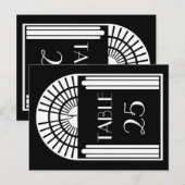 Numéro de table mariage Style Art Déco noir et bla (Devant / Derrière)