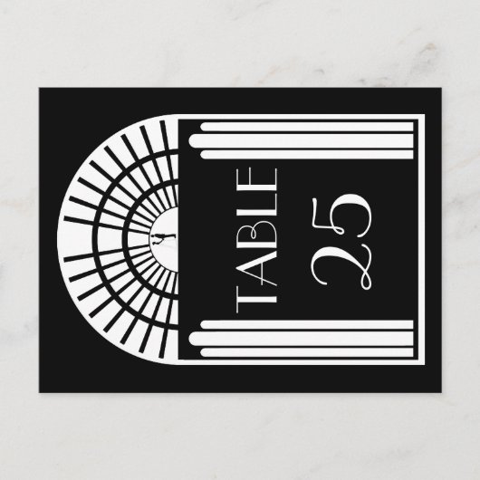 Numéro de table mariage Style Art Déco noir et bla (Devant)