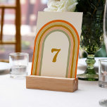 Numéro De Table mariage Super les années 70 Retro Rainbow<br><div class="desc">Ce design rétro de numéro de table mariage s'inspire de la tendance rétro les années 70. Il dispose d'un arc-en-ciel aux couleurs rétro. Ce design est parfait pour un mariage de style rétro,  boho,  discothèque ou les années 70. Tout le texte est personnalisable.</div>