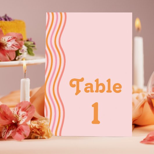 Numéro De Table Mariage Super rose et orange