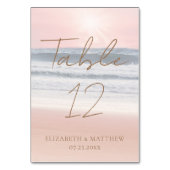 Numéro De Table Mariage sur la plage au coucher du soleil (Dos)