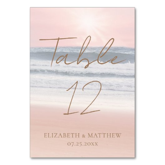 Numéro De Table Mariage sur la plage au coucher du soleil (Par défaut)