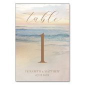 Numéro De Table Mariage sur la plage au coucher du soleil (Dos)