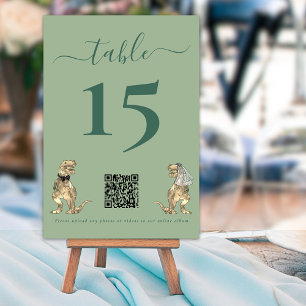 Numéro De Table Mariage sur le thème des dinosaures Code QR Vert S