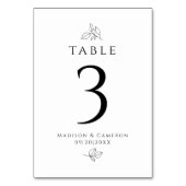 Numéro De Table Mariage sur mesure feuilles noires et blanches élé (Par défaut)
