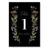 Numéro De Table Mariage Table Fleurs sauvages Floral Ditsy Dark (Dos)