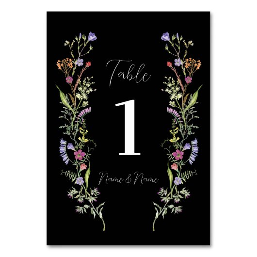 Numéro De Table Mariage Table Fleurs sauvages Floral Ditsy Dark (Par défaut)