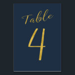 Numéro De Table Mariage table numéro or parties scintillant marine<br><div class="desc">Faux or feuille de calligraphie formelle script mariage carte de table de réception de mariage. La couleur bleu marine de l'arrière - plan est modifiable. Vous pouvez le modifier après avoir appuyé sur le bouton PERSONNALISER. Vous pouvez trouver toute la gamme de numéros (1 - 50) ici : http://bit.ly/2sLMaFh Si...</div>