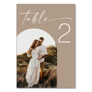 Numéro De Table Mariage Taupe Poussiéreux Moderne Photo Neutre e