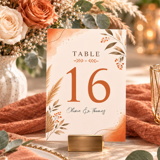 Numéro De Table Mariage Terracotta Bohème Moderne Rustique
