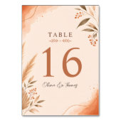 Numéro De Table Mariage Terracotta Bohème Moderne Rustique (Dos)