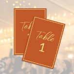 Numéro De Table Mariage Terracotta Gold Table Numéro<br><div class="desc">Le numéro de table en terre cuite et or est idéal pour les couples qui recherchent du papier à lettres de jour et utilisent la terre cuite comme couleur mariage. Customisez le texte à l'avant et à l'arrière du numéro de tableau. Super jour de papeterie. Utilisez le modèle pour créer...</div>