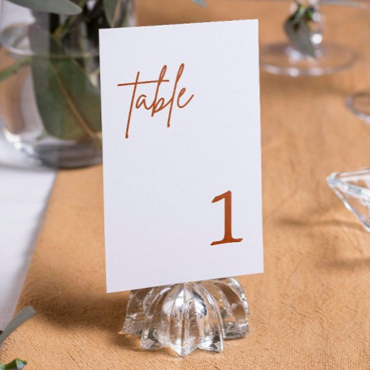 Numéro de table Mariage Terracotta Orange Brûlé