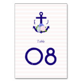 Numéro De Table Mariage Thème Marin à Rayures Florales (Dos)
