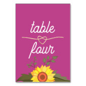 Numéro De Table Mariage tournesol (Dos)