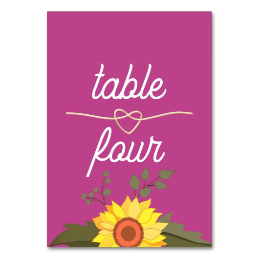 Numéro De Table Mariage tournesol (Dos)