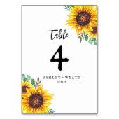 Numéro De Table Mariage Tournesol Jaune Moderne (Dos)