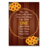 Numéro De Table Mariage Tournesol Rustique (Dos)