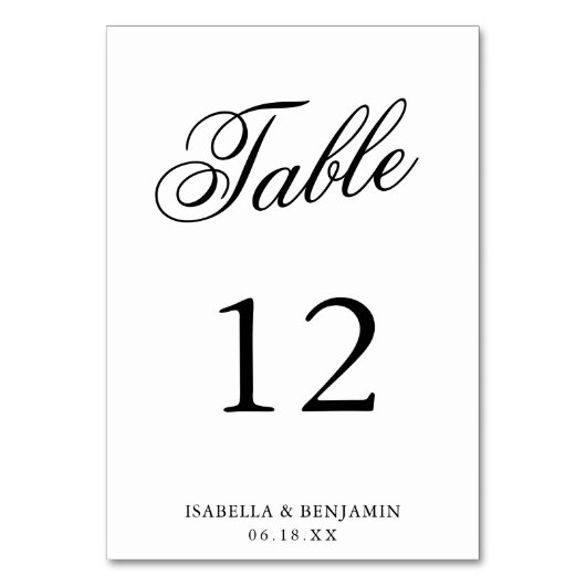 Numéro De Table Mariage traditionnel noir et blanc Formal élégant (Dos)