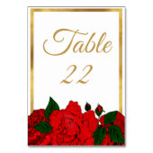 Numéro De Table Mariage traditionnel Romantique Or encadré de Rose (Dos)