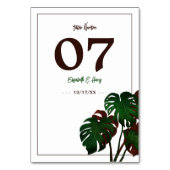 Numéro De Table Mariage tropical de la plage de Monstera (Dos)