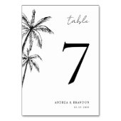 Numéro De Table Mariage Tropical de palmier tiré à la main Numéro (Dos)
