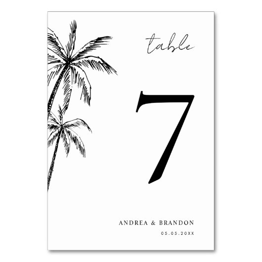 Numéro De Table Mariage Tropical de palmier tiré à la main Numéro (Par défaut)