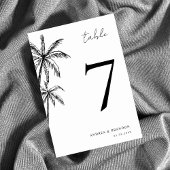 Numéro De Table Mariage Tropical de palmier tiré à la main Numéro