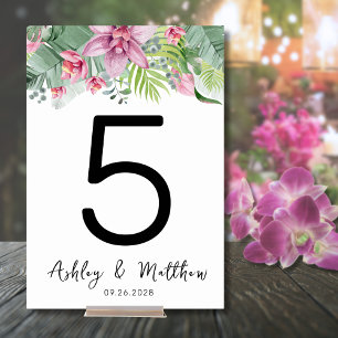 Numéro De Table Mariage Tropical Floral Élégant Moderne