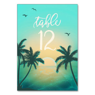 Numéro De Table Mariage Tropical Isle Sunrise Teal ID581