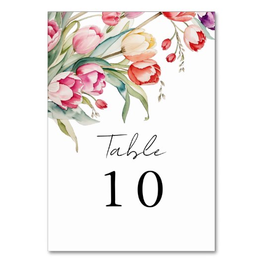 Numéro De Table Mariage tulipes en cascade (Dos)