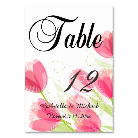 Numéro De Table Mariage Tulipes roses (Par défaut)
