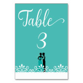 Numéro De Table Mariage Turquoise Blanc Élégant Mariage (Dos)