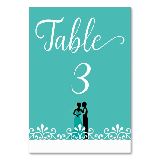 Numéro De Table Mariage Turquoise Blanc Élégant Mariage (Dos)