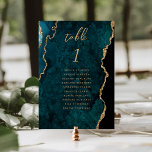 Numéro De Table Mariage turquoise Blue Gold Agate<br><div class="desc">Cette élégante carte de numéro de table mariage moderne dispose d'un arrière - plan turquoise d'aquarelle bleu orné d'une parties scintillant en faux or. Le mot "table" apparaît dans un script d'écriture manuscrite de couleur or. Ajoutez les noms de vos invités qui sont affectés à chaque table.</div>