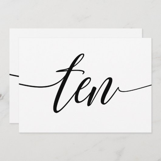 Numéro de table mariage - Typographie de luxe - No (Devant / Derrière)
