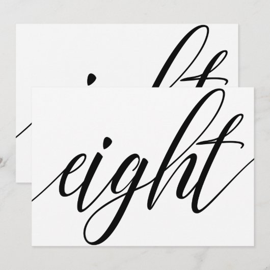 Numéro de table mariage - Typographie de luxe - No (Devant / Derrière)
